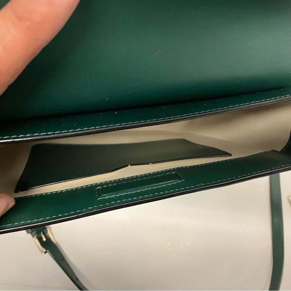 NWT VALEXTRA green LEATHER TWIST CROSSBODY handbag bag - Picture 8 of 14